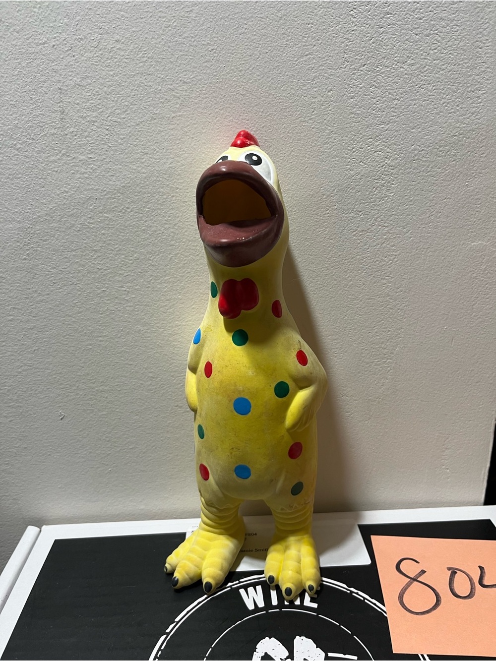 Yellow Polka Dot Squeaky Chicken Toy for Kids